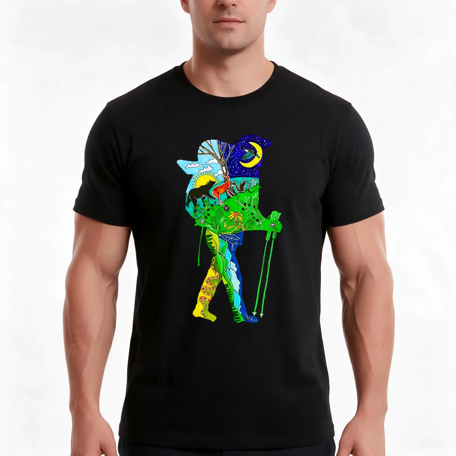 Appalachian Trail Hiker T-Shirt, Summer Casual Cotton Tee, Oversized Streetwear Tops, Vintage Graphic Print, Unisex Men Women