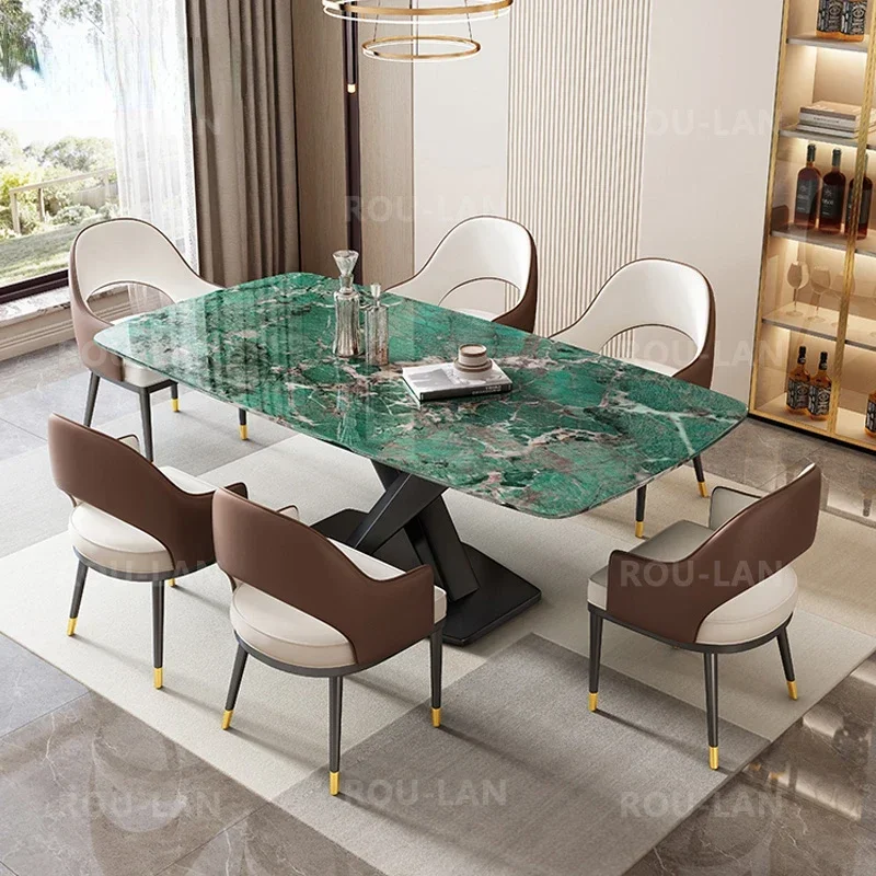 

Modern Light Luxury Super Crystal Stone Dining Table High-End Marble Rectangular Dining Table Simple Modern Dining Table
