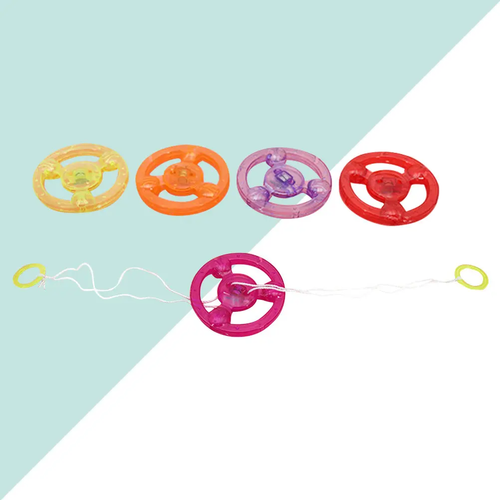 

10Pcs Flashing Pull String Light Wheels for Kids High Speed Spinning Glow Ring Educational Plaything with Loud Sound Night Fun