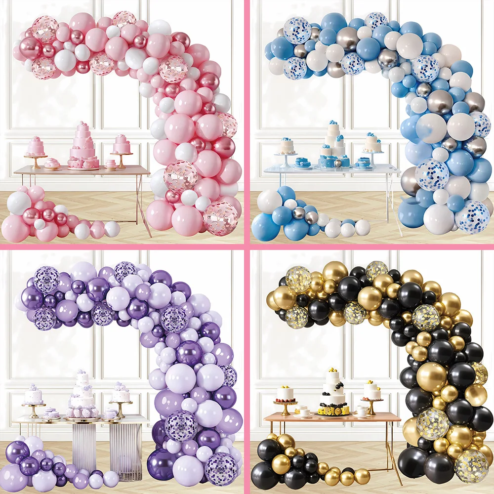 103 Stück rosa Ballonbogen-Set, Schwarzgold, Konfetti-Luftballons, Lila, DIY-Ballonbogen für Mädchen, Geburtstagsfeier, Hochzeit, Babypartys