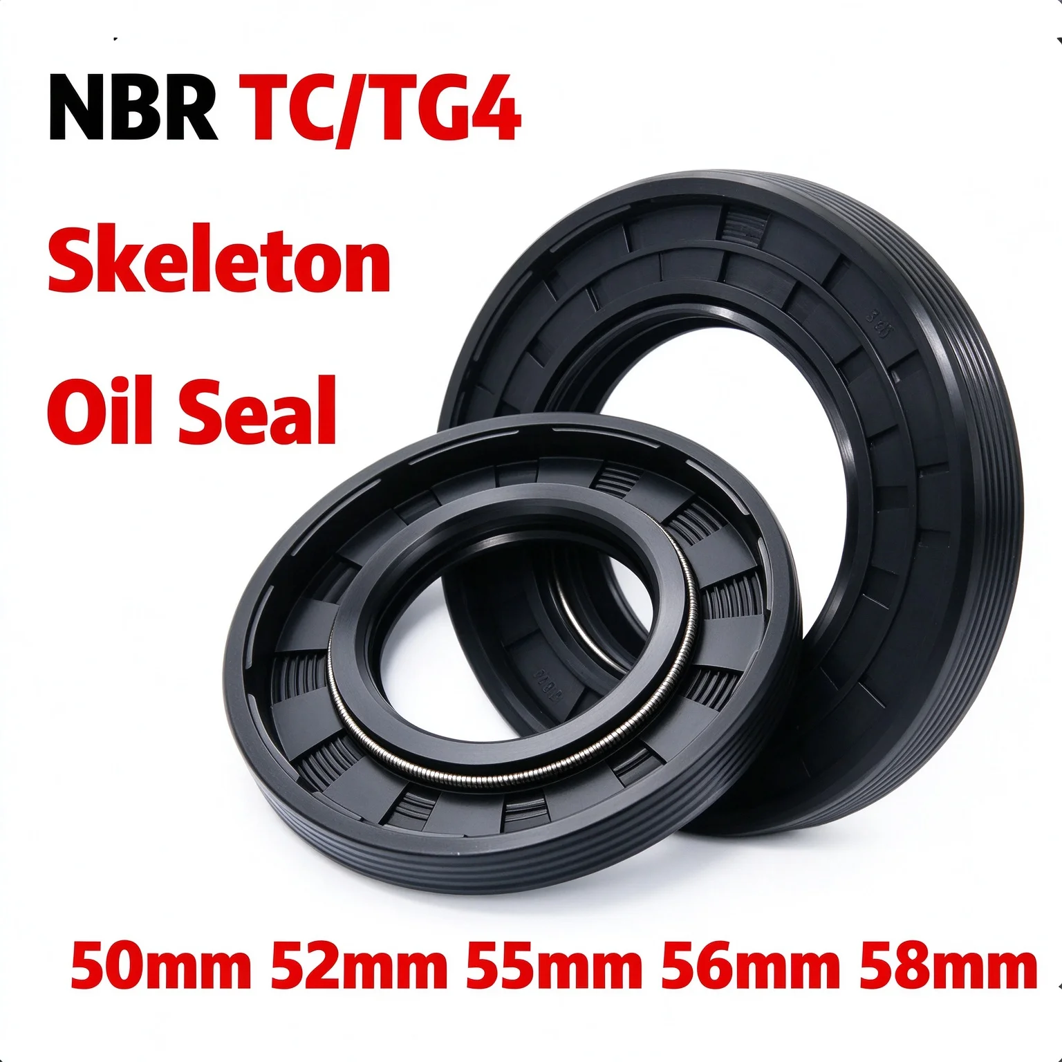 NBR Radial Lip Seal TC FB TG4 ID 50 52 55 56 58mm Nitrile Butadiene Rubber Metal Casing Double Lip Rotary Shaft Seal Leakproof