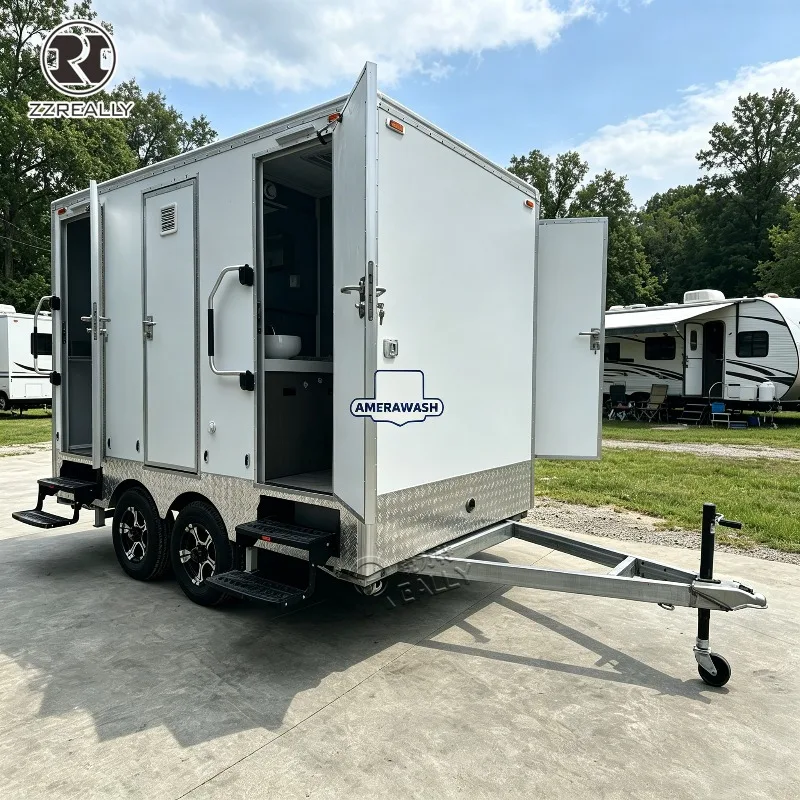 Customized Premium Portable Bathroom Fully Equipped Luxury Mobile Restroom Toilet Trailer