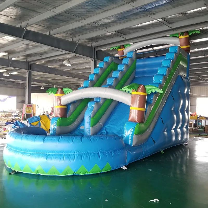 Outdoor PVC Material Inflatable Jungle Slide with Palm Tree