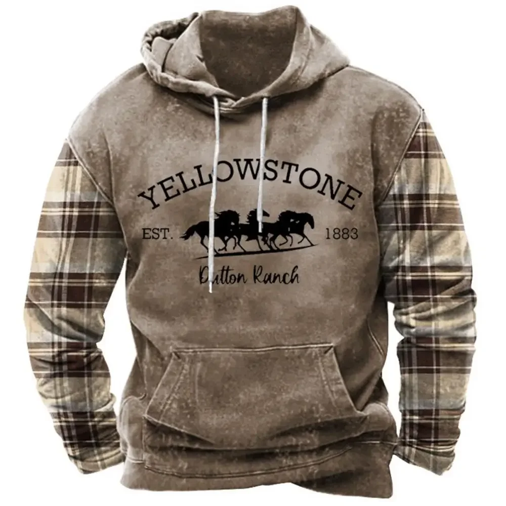 Yellowstone Park Hoodies Vintage Sweatshirts 3D Printed Graphic Pullovers Oversized Menswear New Mens Tops Street Style Hoodies