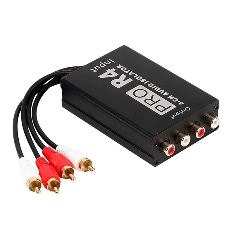 RCA Audio Isolator 4CH Audio Noise Reducer Ground Loop Audio Isolator For Car Audio Modification, Easy To Use