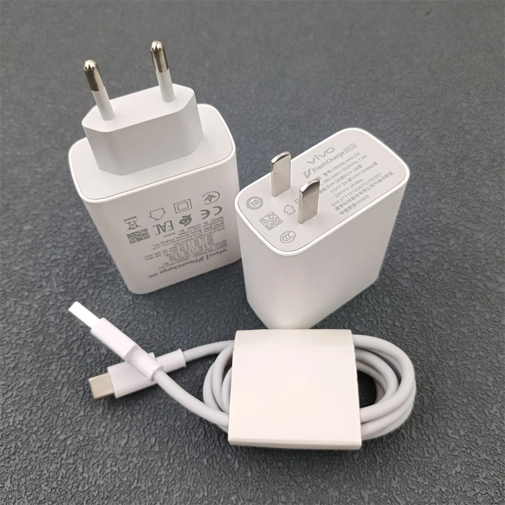 VIVO 66W Original Flash Charger Power Wall Adapter 1M USB Type C Fast Cable For Vivo X90 X80 X70 X60 Y35 Y22S Y33 IQOO 11 10 Pro - náhled 2
