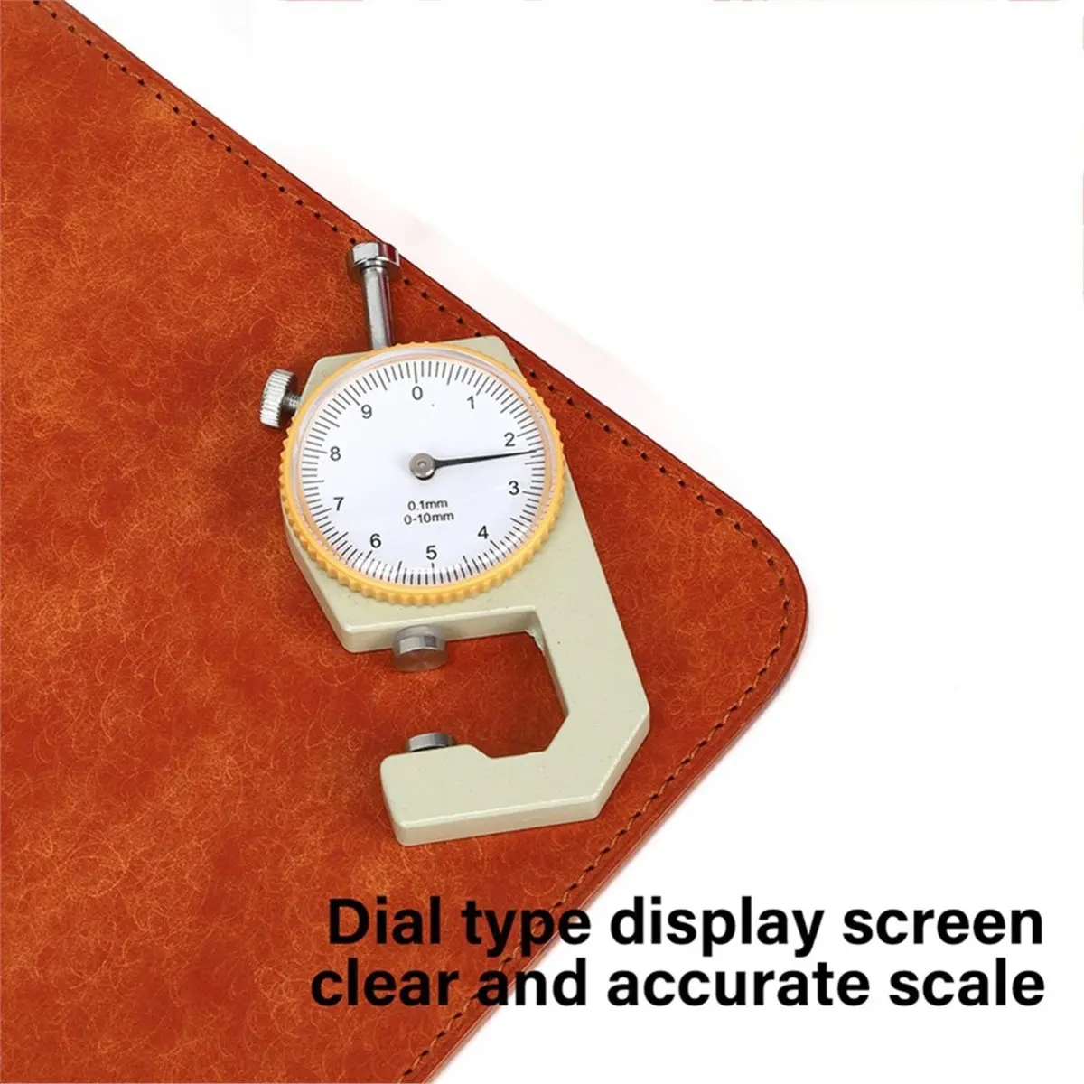 Leather Thickness Gauge 0-10mm 0.1mm Paper Meter Tester for Hollow Pipe,Circular Tube,Craft Measuring Tool