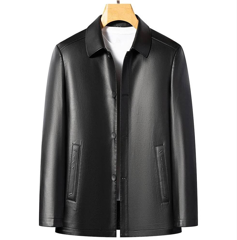 

Новое весеннее пальто из натуральной кожи, топ на пуговицах, высококачественная дубленка, мужская осенняя повседневная деловая дубленка