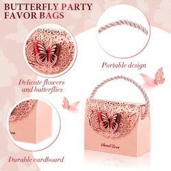 10pcs Pink Wedding Candy Box Creative Hollow Butterfly Carved European Style Handheld Gift Paper Box Wedding Banquet Return Gift