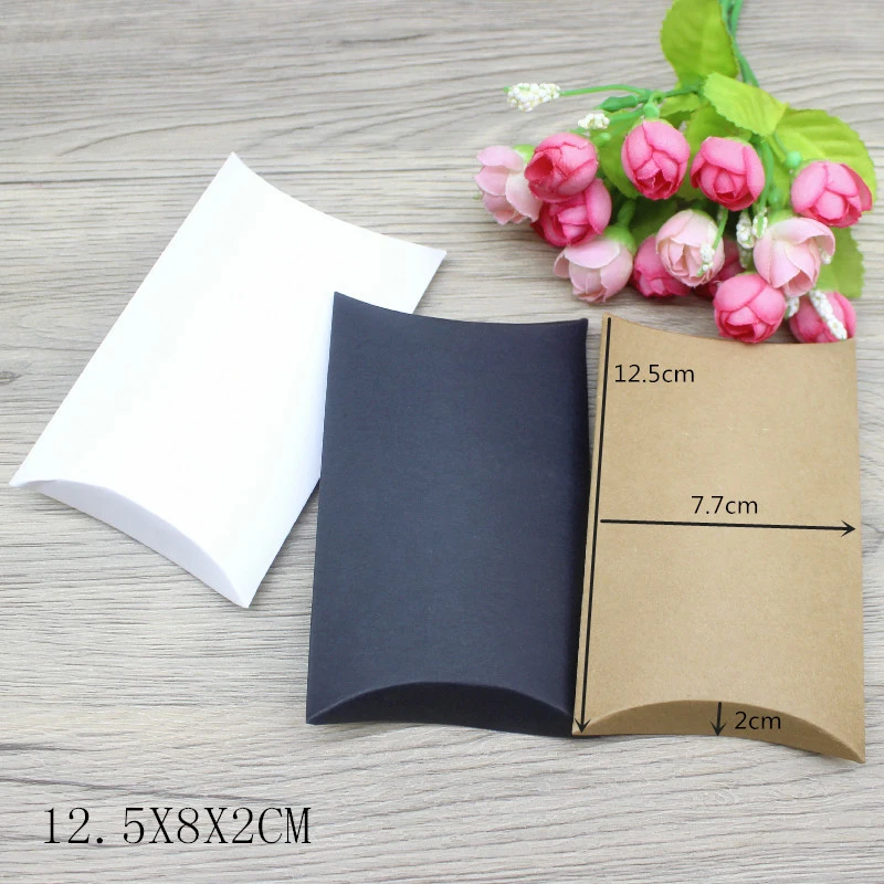 10pc Multis Size Gifts Box Vintage Kraft White Gifts Package Pillow Box Paper Party Suppiles Wrapping Jewelry Package