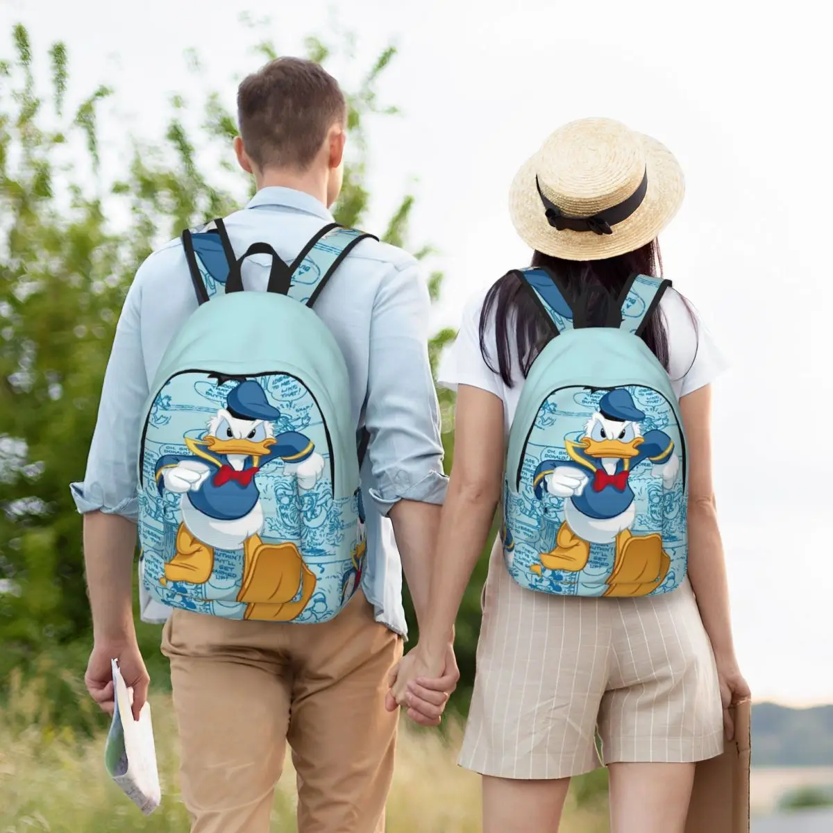 Donald Duck simpatico cartone animato zaino per adolescenti sport scuola superiore lavoro anime zainetto per uomo donna borse di tela universitarie