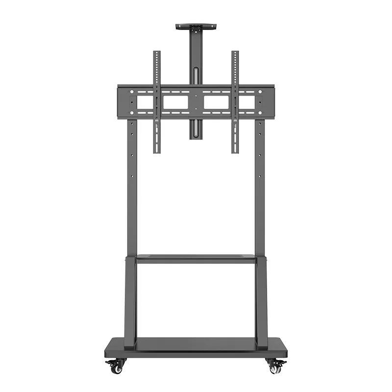 Mobile TV Stand Rolling Cart Floor Mount Bracket with Wheels Adjustable Height Display Rack for Conference Room Meeting Screen