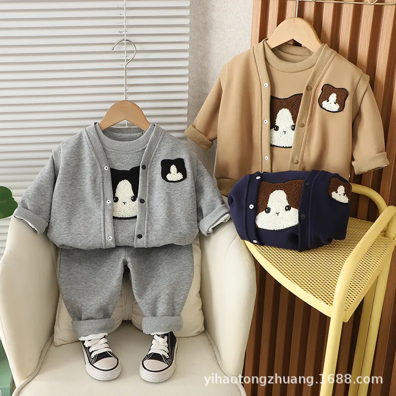 

Boys Clothing Sets Spring Autumn 2025 Children Casual Vest Sweatshirts Pants 3pcs Sports Suit For Baby Tracksuits Kids Outfits 5