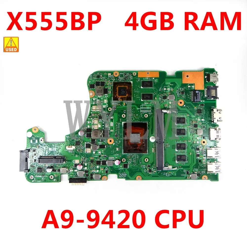 X555BP 4GB RAM A9-9420 CPU R5-M420 Laptop Motherboard for ASUS X555Q X555B X555BP K555B A555B K555Q notebook Mainboard Used