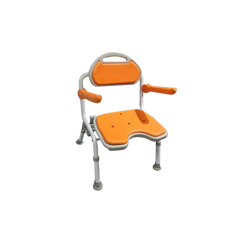 Height Adjustable Shower Seat Foldable Bath Chair with Back and Armrest for Bathroom Rehabilitation Therapy Supplies