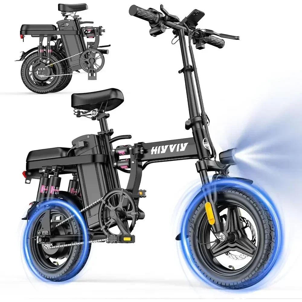Adults 25 MPH Electric Bike, 48V 480Wh, PAS, 11-Level Suspension, 14 Tires for Teens