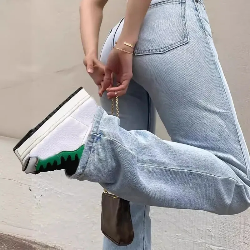 Kadınlar için çok satan yeni kadın açık mavi slim fit yüksek bel streç gündelik çok yönlü düz kot pantolon
