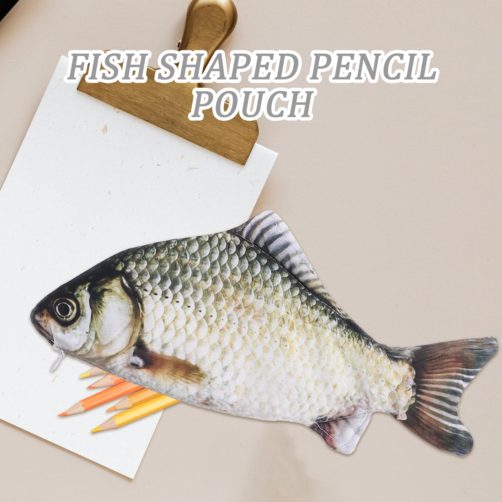 

Fish Shape Pen Container Simulated Fish Pen Bag Pouch Stationery Organizer Storage Polyester Pencil Travel Pencil Holder Case