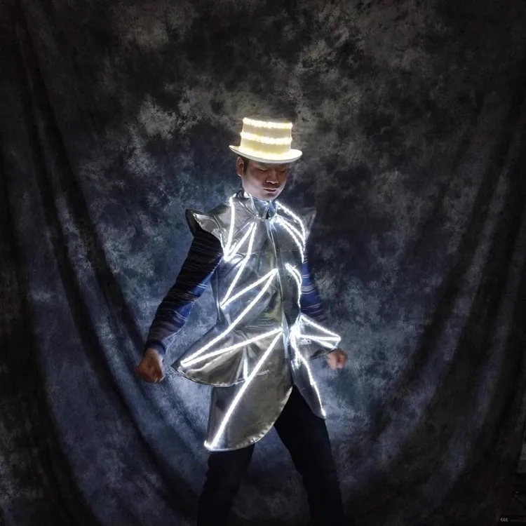 

Bar Outfit Glowing Costume Set LED Stage Performance Clothing KTV Transmission Luminous Suit Vest Bar Night Light Stage