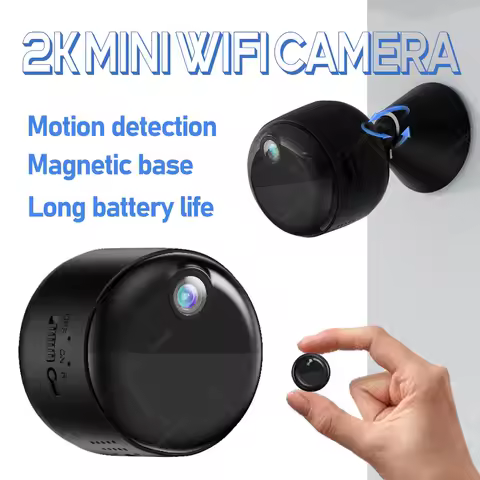 Mini Cámara WiFi de Doble Banda 2,4G y 5G, Cámara Inteligente con Diseño de Baja Potencia 2K para Seguridad del Hogar, Cámara de Instalación Magnética de Visión Nocturna Automática