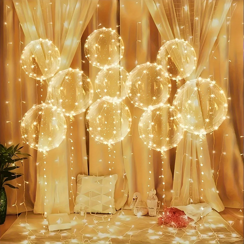 

3set Beige Bobo Balloon with Led Lights Transparent Clear Light Up Bubble Ballon Wedding Birthday Glowing Christmas Party Shower