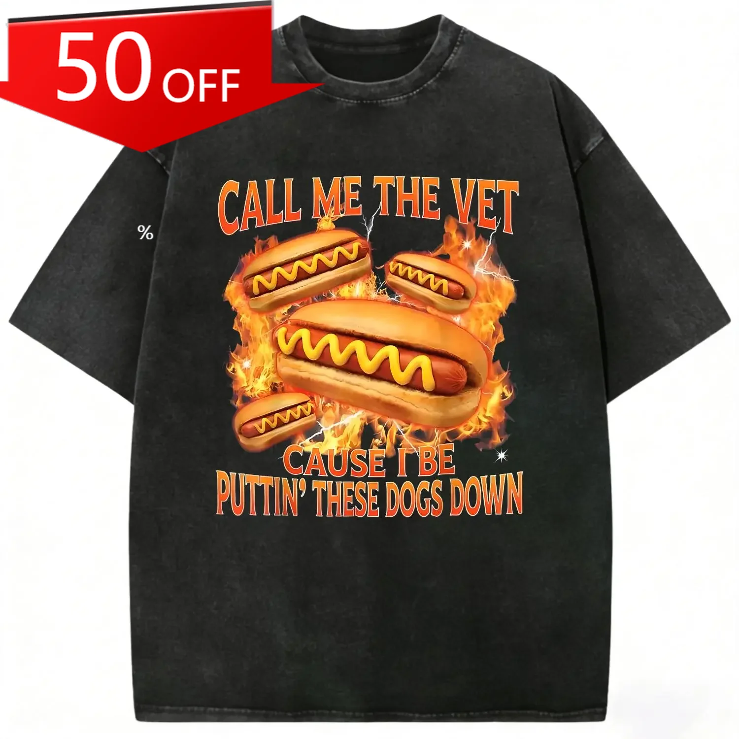 Camiseta vintage con diseño de meme de hot dog divertido, con el eslogan “Llámame veterinario”, la elección perfecta para los amantes del humor.