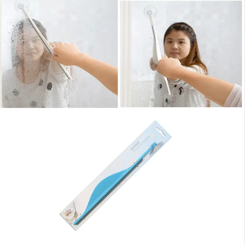 Limpiaparabrisas de 36cm de largo para baño, limpiador de ventanas de espejo plano creativo, limpiaparabrisas de niebla con ventosa