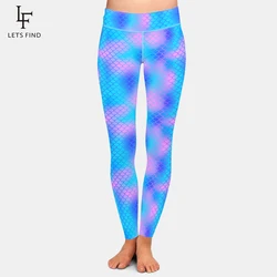 LETSFIND High Waist Women 3D Fish Scale Pants Fashion New Mermaid Pattern Fitness Slim Girls Stretch Leggings