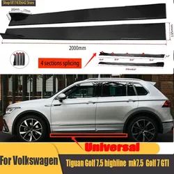 Universal 2.2m Side Skirts Extension Rocker Splitters Diffuser Winglet Wings For VW Polo Tiguan Golf Jetta Beetle Eos Scirocco