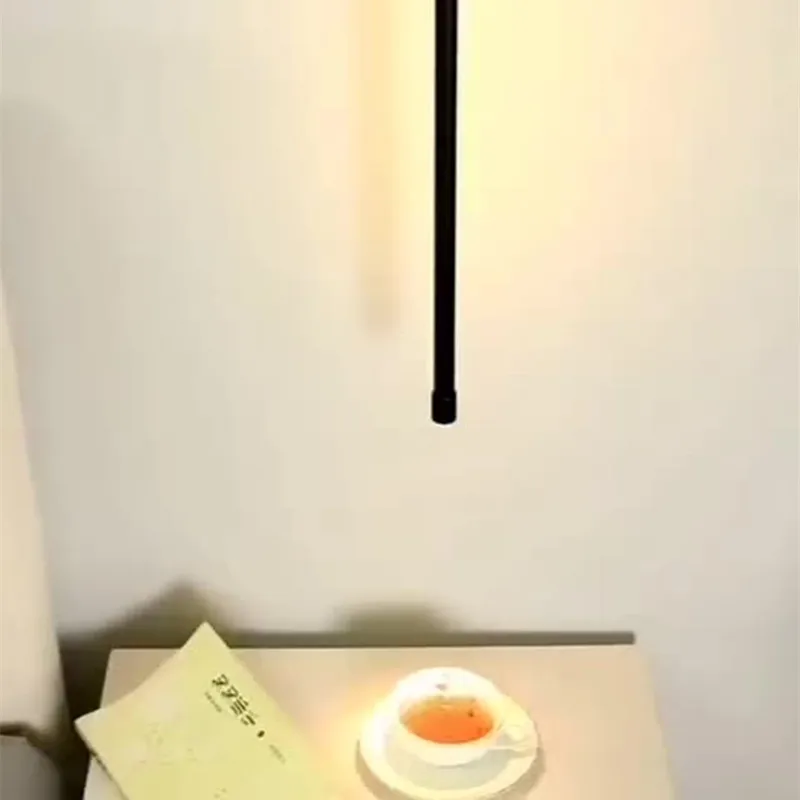 

Modern LED Longer Pendant Lights dining room Bedroom Decor Bedside Black Background Hanging Lamp Chandeliers Restaurant Fixtures