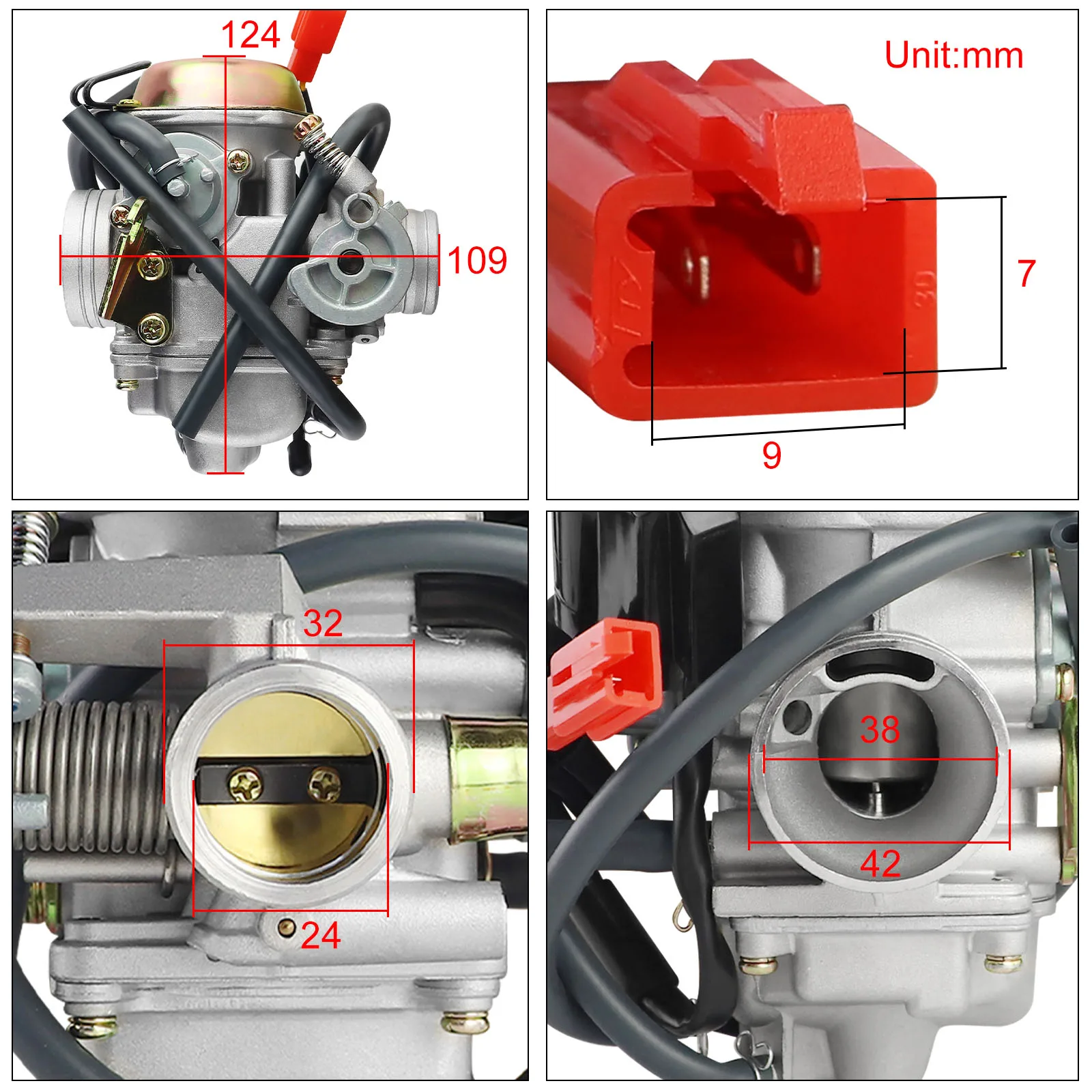 PD24J Carburetor 24mm PD24J Carb for 4 Stroke GY6 125cc 150cc Scooter ATV Go Karts Cart Moped Buggy Clone Baja QMI157 QMI152