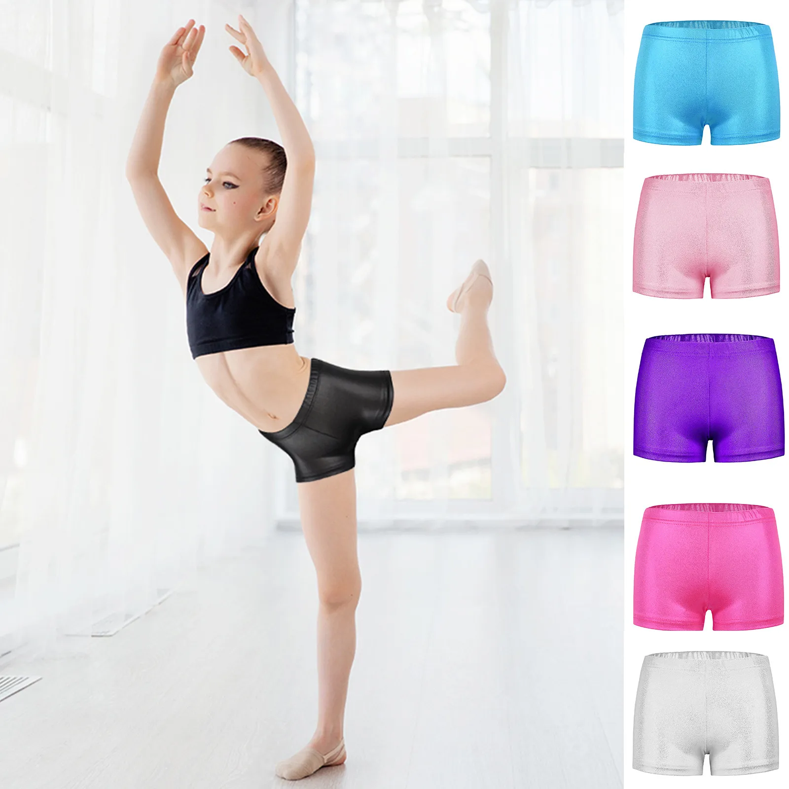 Kids Girls Glitter Ballet Dance Shorts Bike Short Breathable Solid Playgrounds Gymnastics Elastic Shorts Pants سكسي اطفال صغار