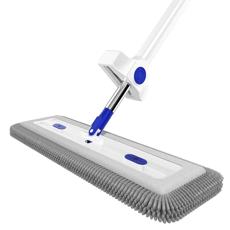 Hands-free Chenille Flat Mop, Wet and Dry Dual Use Rotating Floor Mop for Household Cleaning