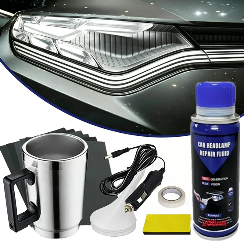 Kit de restauración de faros de coche, accesorios para reparación de faros, kit de pulido, set de limpieza y pulido antiarañazos para faros.