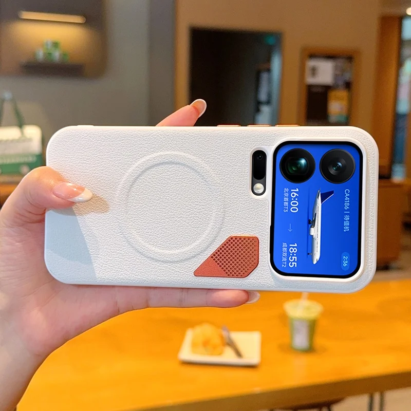 샤오미 17 프로, 17 프로 맥스 케이스 ELVEV 마그네틱 럭셔리 PU 가죽 방수 방열 보호 폰 커버