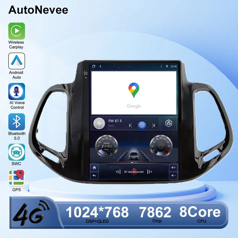 

9.7 inch Android 13 Carplay Car Radio Carplay For Jeep Compass 2 MP 2016-2019 Stereo 5G Head Unit Car Multimedia Player DVD