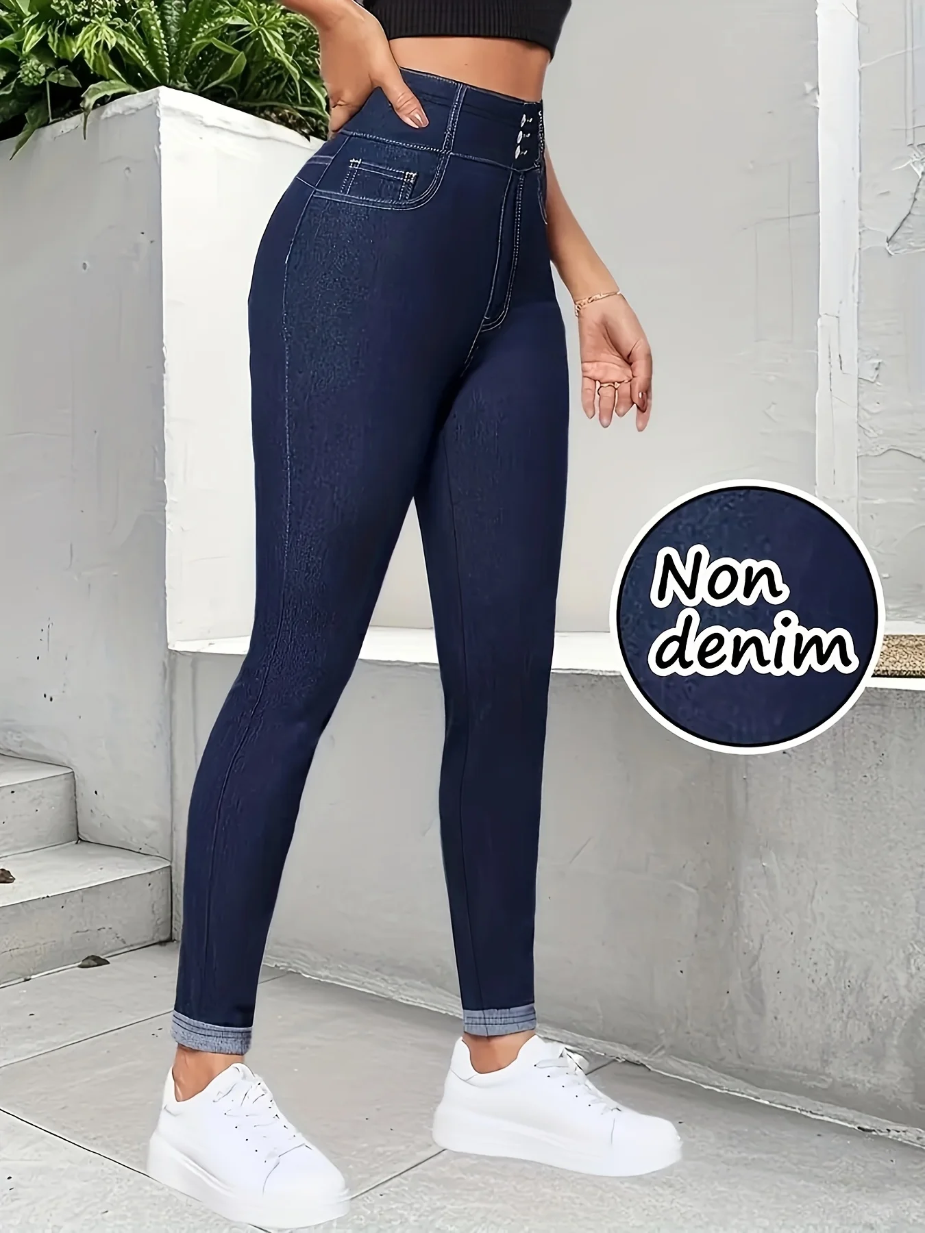 Women's High Waist Faux Denim  - Skinny Jeans Ripped review and price