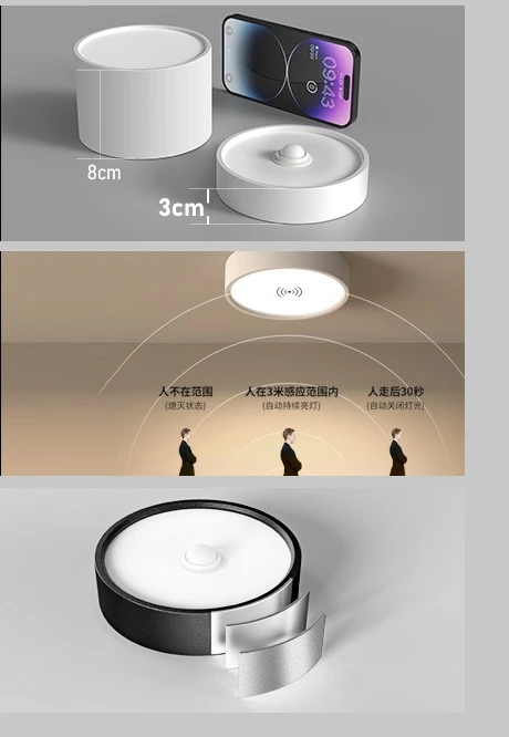 LED Ultra Thin Surface Mount Downlight No Drill Hallway Corridor Entryway Balcony Human Body Sensor Ceiling Light