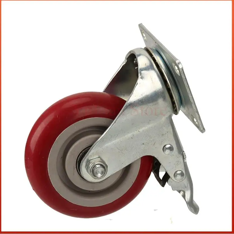 Hot 4 Inch Universal Casters: 360° Swivel Silent Operation Brake Included Suitable for Furniture Wear-Resistant Platform Trolley