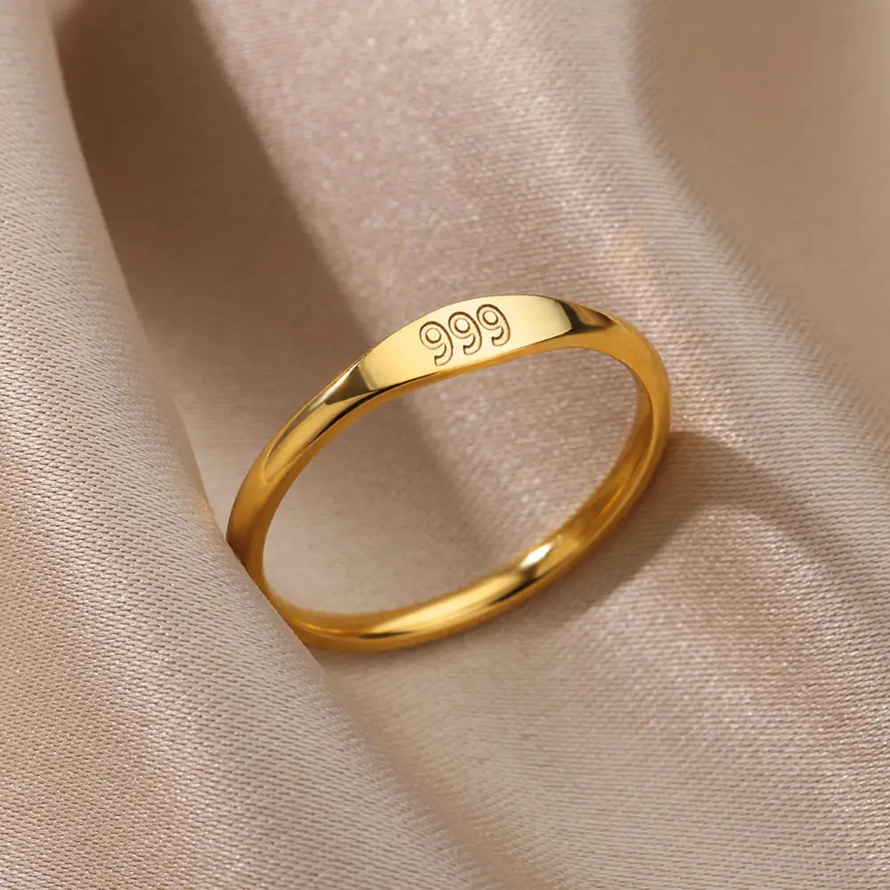 Lateefah einfache Nummer Ring Herren Damen Edelstahl Ring 111 999 Engel Nummer Schmuck