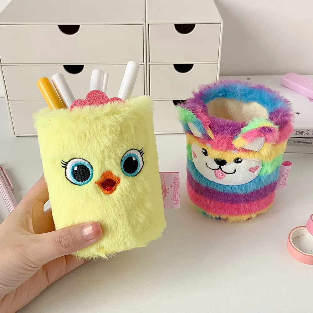 

Plush Cat Pen Holder Storage Box Pen Holder Soft Animal Stationery Organizer For Desktop Workspace Artist Desk