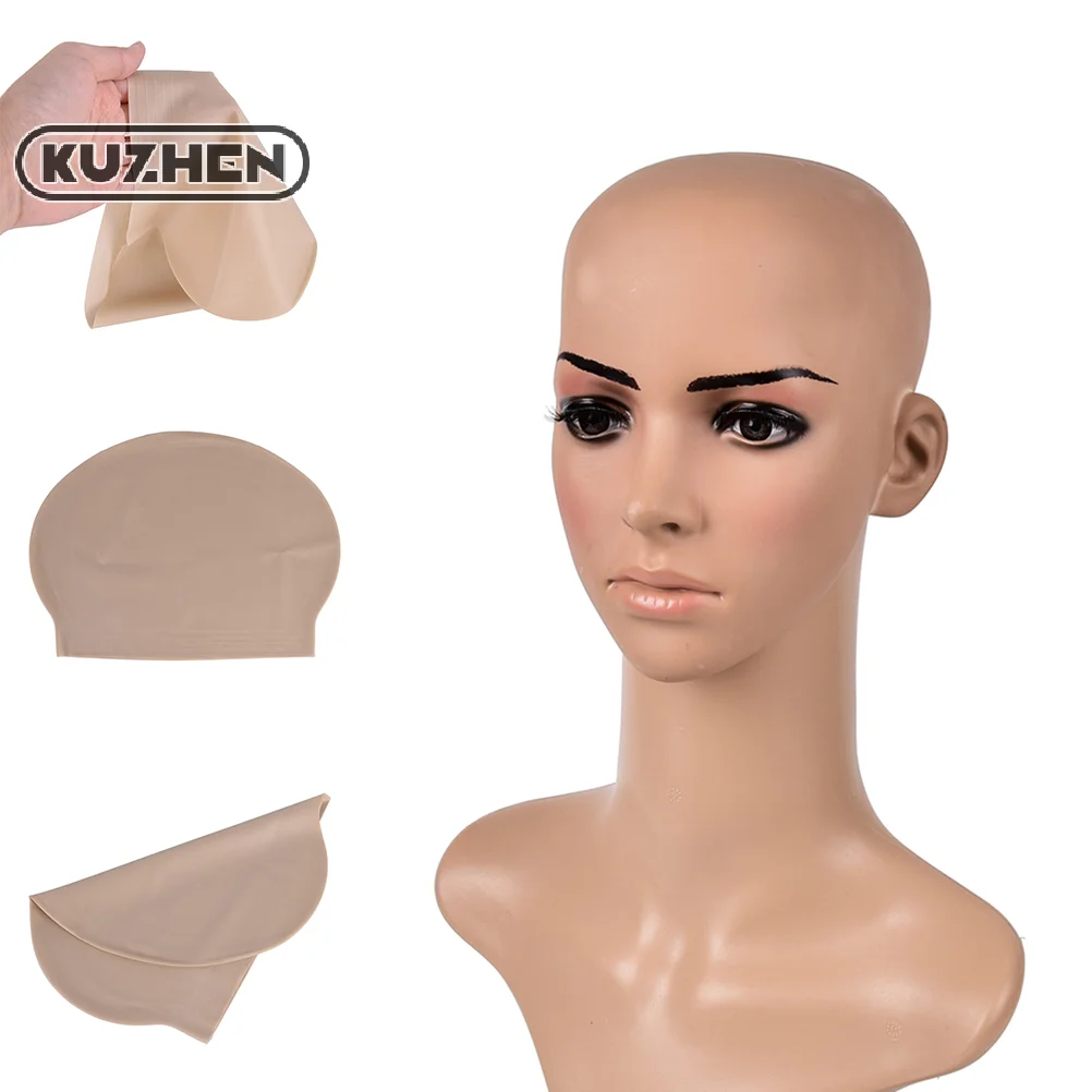 1pc Fake Latex Flesh Skin Unisex Bald Head Wig Cap Rubber Skinhead Costume Prank