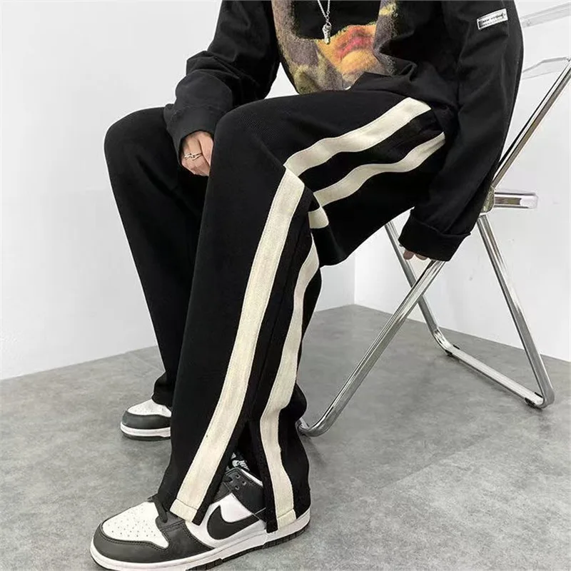 

Мужские свободные брюки в стиле хип-хоп American Sle, прямые повседневные брюки с высокой талией, универсальные, из искусственного меха кролика