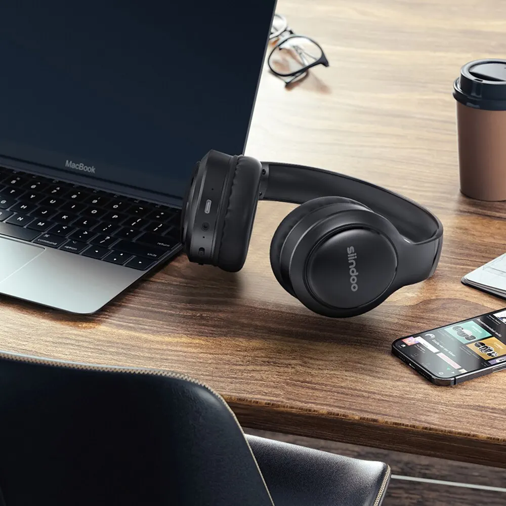 Siindoo JH919 headphone Bluetooth, earphone Stereo dapat dilipat Bass Super pengurang kebisingan Mic untuk Laptop PC TV