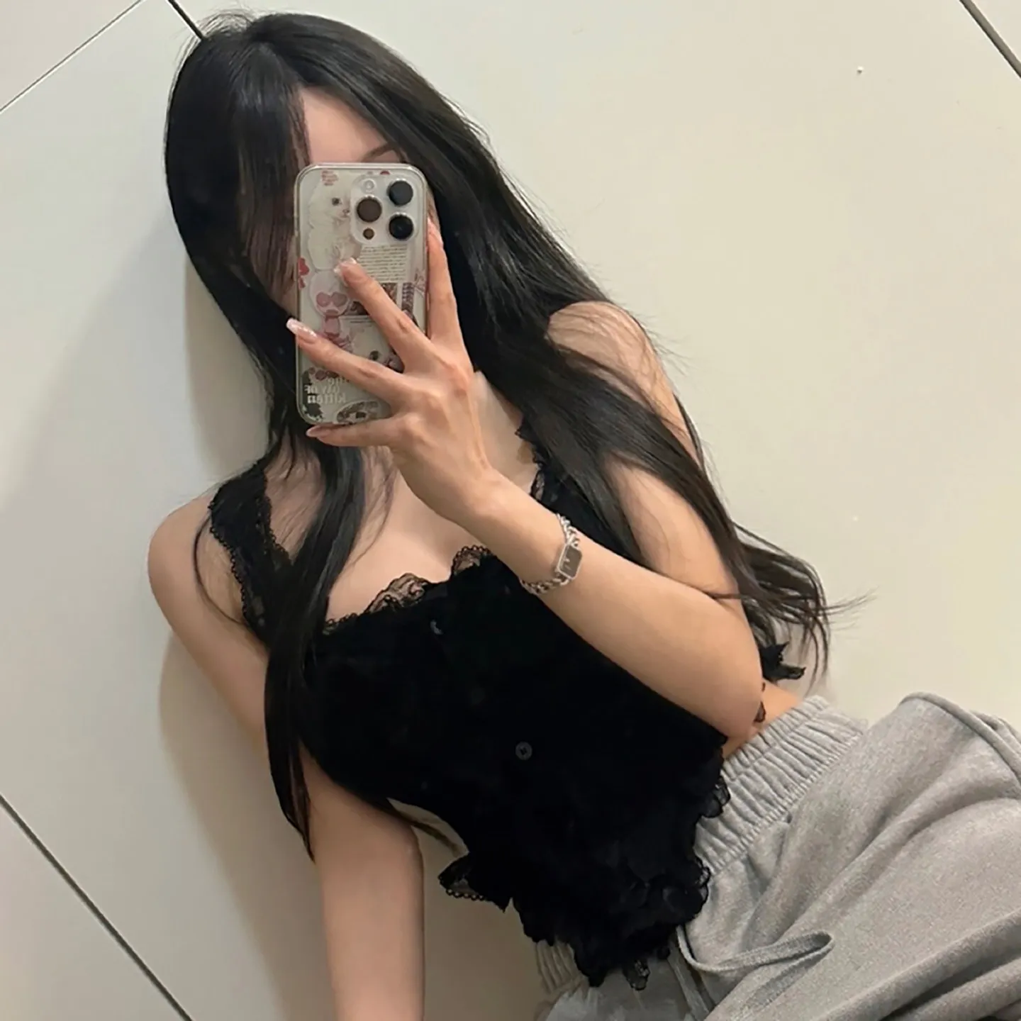 Women's Lace Knitted Crop Top Slim Fit Outerwear Short Length Asymmetric Design Pure Desire Trendy Style Belted Waist