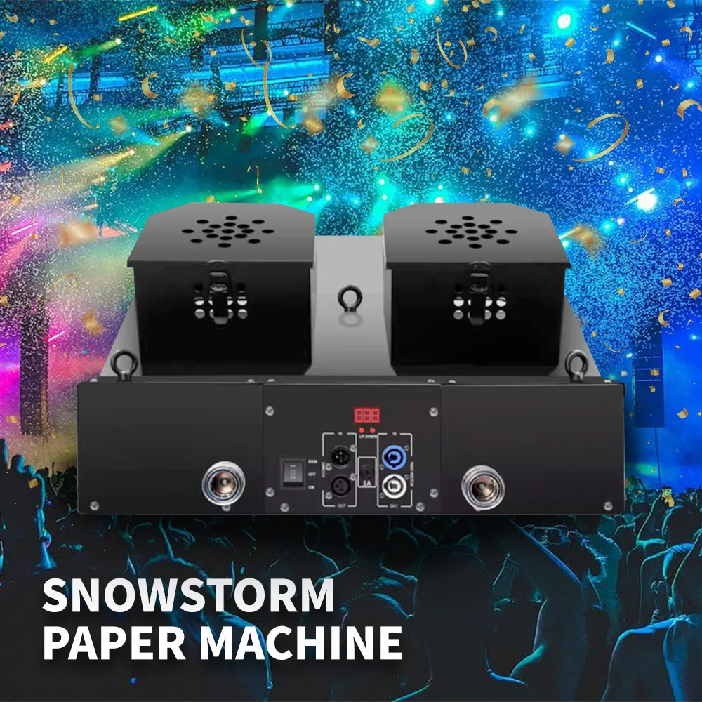 【Wholesale Price】 Dual-Head DMX 2CH Remote Control Snowstorm Confetti Machine Metal Blower 15-30M Injection Distance 3-Year Warr