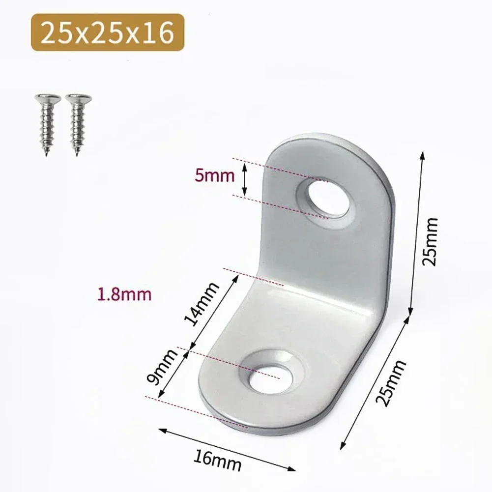 10PCS Stainless Steel Straight Corner Bracket Connectors Code Right Angle Support Furniture Fixing Reinforced Hardware L Shape