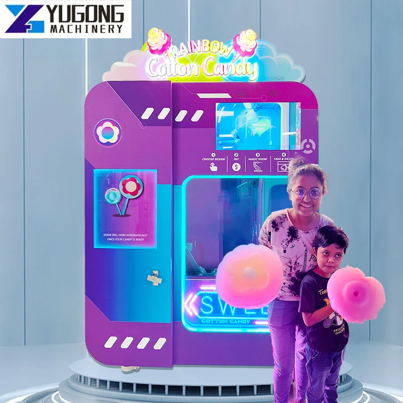 American Cheap Semi Auto Table Mini Fairy Floss Machine Automatic 3d Cotton Candy Commercial Vending Machine Fun Sugar Vending