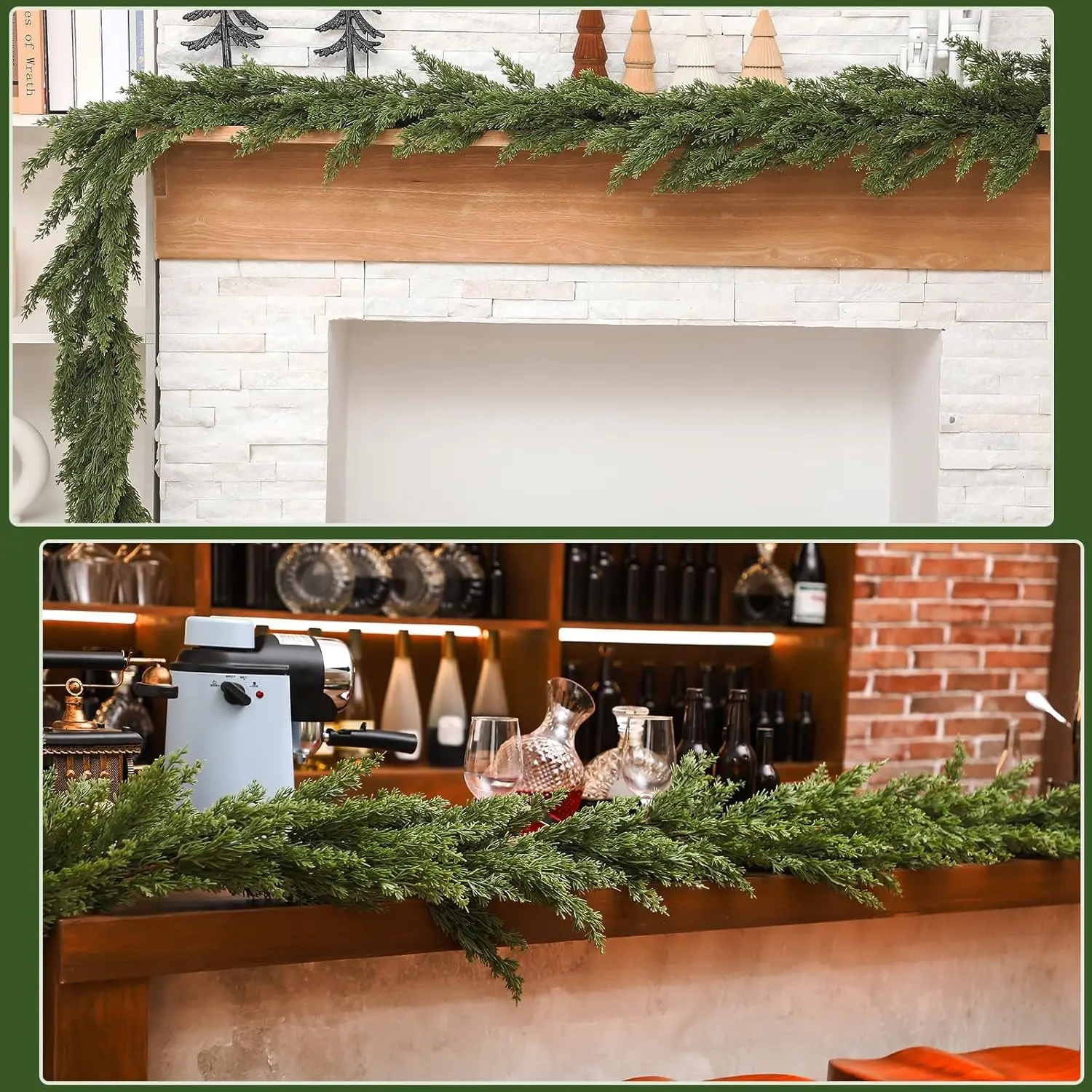 Artificial Plants Christmas Tree Cypress Leaves Garland Home Room Table Party Decora Outdoor Yard Pine Rattan Hanging Ornaments