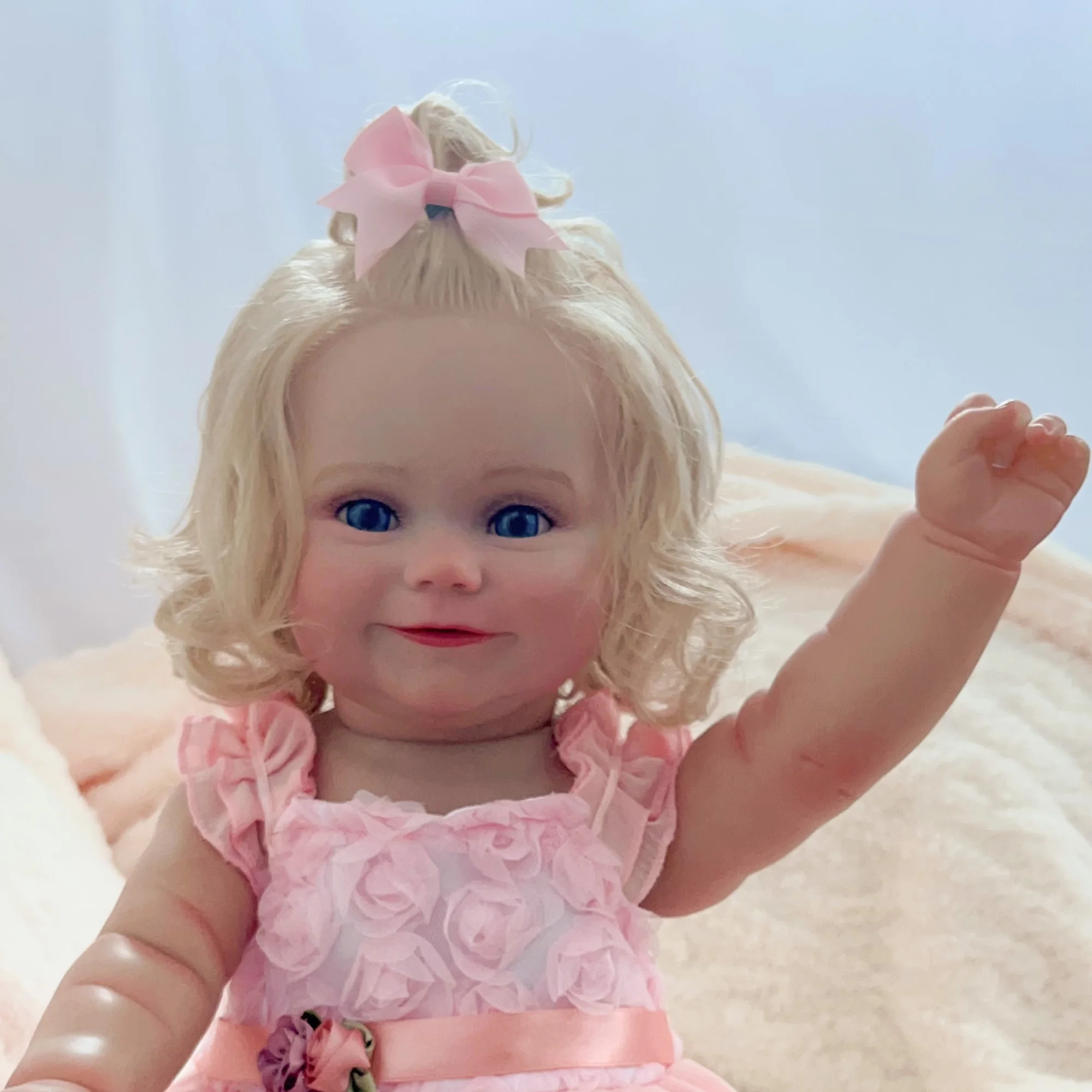 50cm Lifelike Reborn Baby Doll Handmade 3D Painted Skin Blue Eyes Full Body Soft Silicone Vinyl Girl Body Bebe Christmas Gift